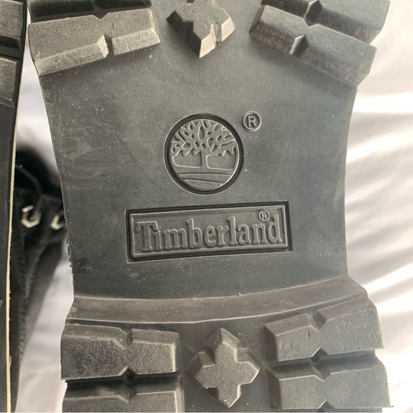 Vintage Timberland All Black (12) Lace-Up Boots; bottom suede top half canvas - Picture 5 of 16
